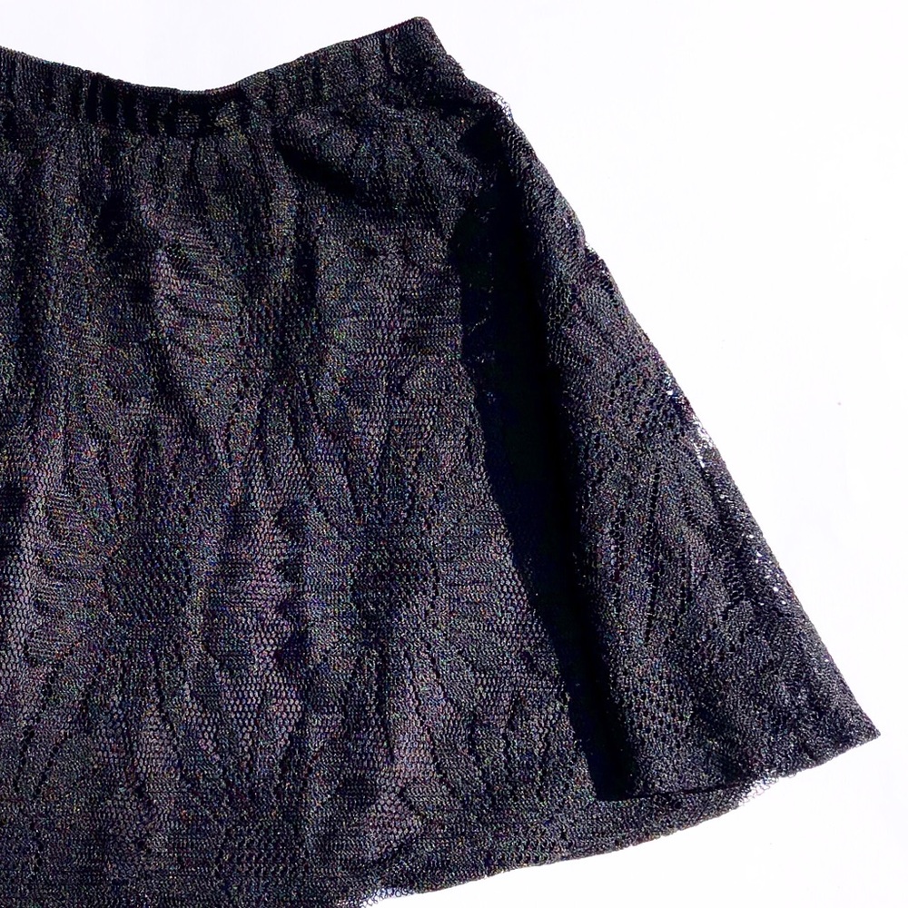 PacSun Black Floral Laced High Waist Skater Skirt